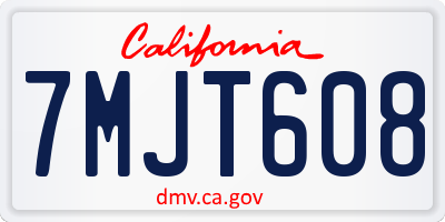 CA license plate 7MJT608