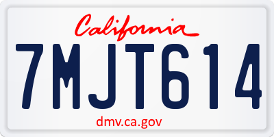 CA license plate 7MJT614