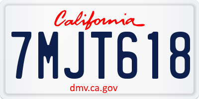 CA license plate 7MJT618
