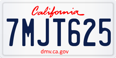 CA license plate 7MJT625