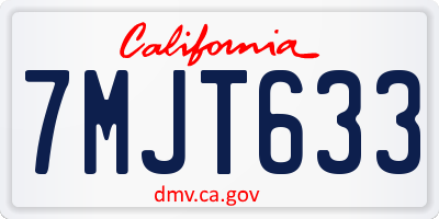 CA license plate 7MJT633