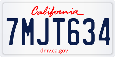 CA license plate 7MJT634
