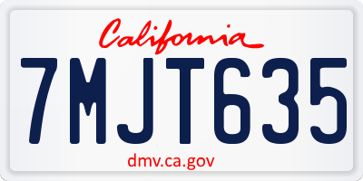 CA license plate 7MJT635