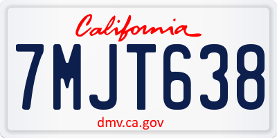 CA license plate 7MJT638