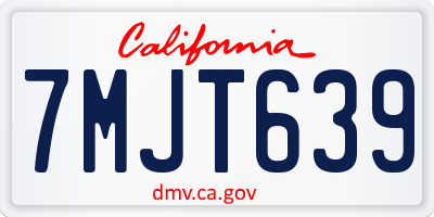 CA license plate 7MJT639