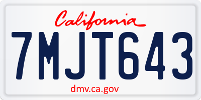 CA license plate 7MJT643