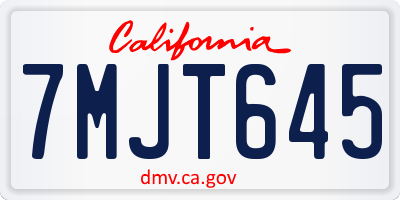 CA license plate 7MJT645