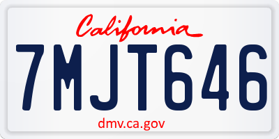 CA license plate 7MJT646