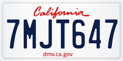 CA license plate 7MJT647