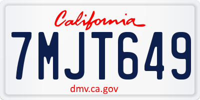 CA license plate 7MJT649