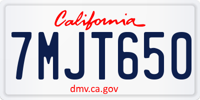 CA license plate 7MJT650