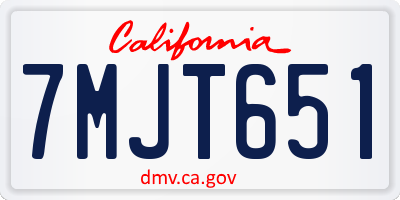 CA license plate 7MJT651