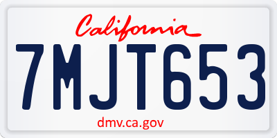 CA license plate 7MJT653