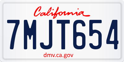 CA license plate 7MJT654