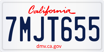 CA license plate 7MJT655