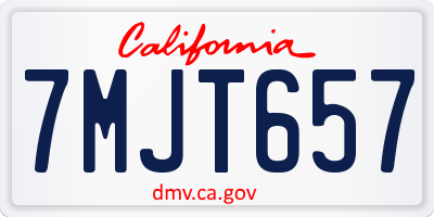 CA license plate 7MJT657