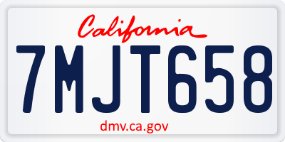 CA license plate 7MJT658