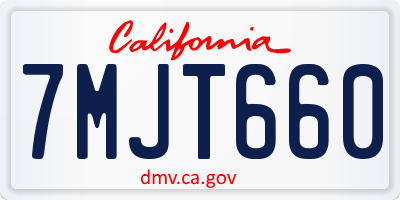 CA license plate 7MJT660