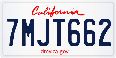 CA license plate 7MJT662