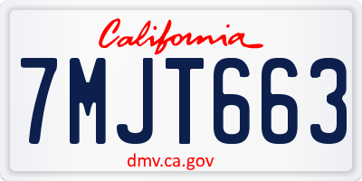 CA license plate 7MJT663