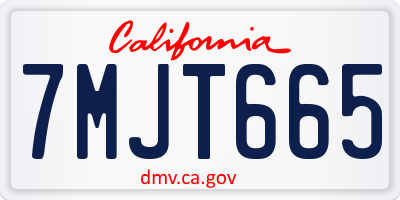 CA license plate 7MJT665