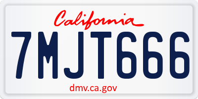 CA license plate 7MJT666