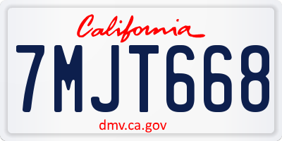 CA license plate 7MJT668