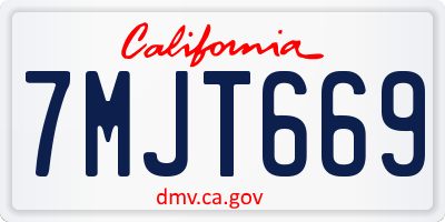 CA license plate 7MJT669