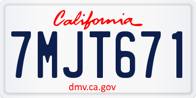 CA license plate 7MJT671