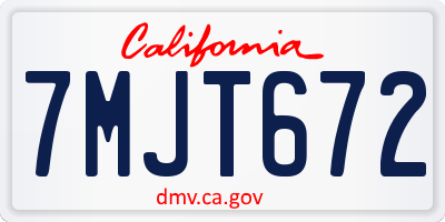 CA license plate 7MJT672