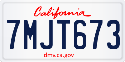 CA license plate 7MJT673