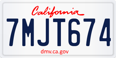 CA license plate 7MJT674