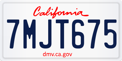CA license plate 7MJT675