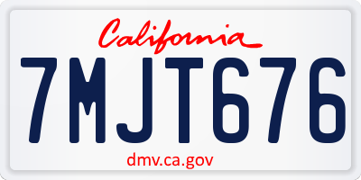 CA license plate 7MJT676