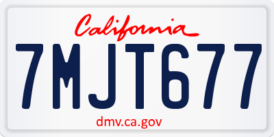 CA license plate 7MJT677