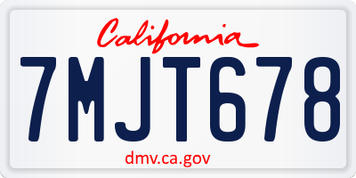 CA license plate 7MJT678