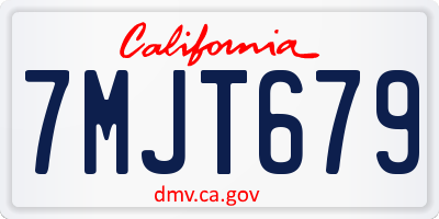 CA license plate 7MJT679