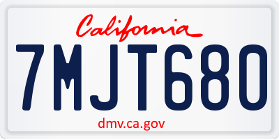 CA license plate 7MJT680