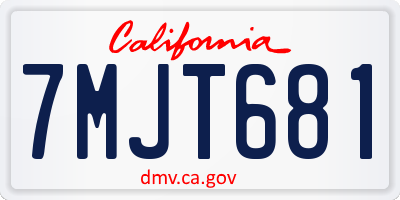 CA license plate 7MJT681