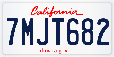 CA license plate 7MJT682