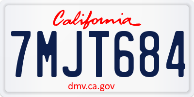 CA license plate 7MJT684