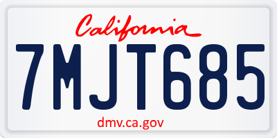 CA license plate 7MJT685