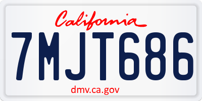 CA license plate 7MJT686