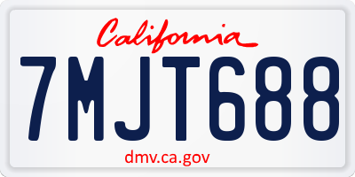 CA license plate 7MJT688