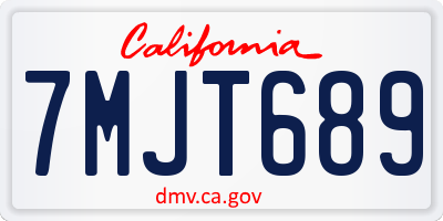 CA license plate 7MJT689