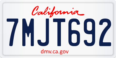 CA license plate 7MJT692