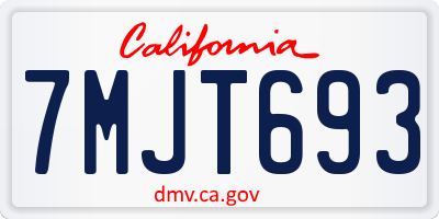 CA license plate 7MJT693
