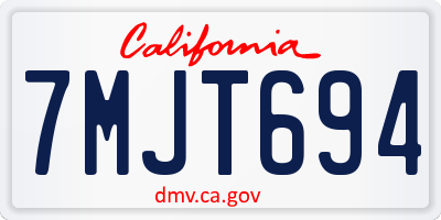 CA license plate 7MJT694