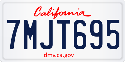 CA license plate 7MJT695