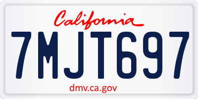 CA license plate 7MJT697